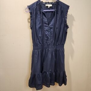 Pinch Navy Ruffled Sleeveless Cotton Dress Size M